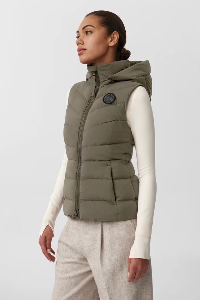 NUEVO Chaleco Canada Goose Clair Etiqueta Negra Salvia Ahumada Talla M #DC420 Foto 3 de 4