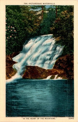 Waterfalls, Mountains, Asheville, Blue Ridge, North Carolina, Nusa Dua. Postcard
