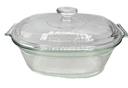 Vintage PYREX Clear Oval 3 L Covered Glass Casserole Dutch Oven #703