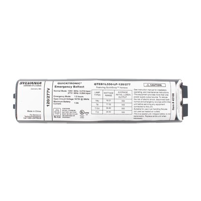SYLVANIA QTEB1L550-LP-120/277 FLUORESCENT EMERGENCY BALLAST, 90 MIN, 120/277V