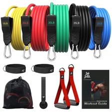 Resistance Bands Set 150LB Stackable Handles Door Anchor Ankle Straps Gym