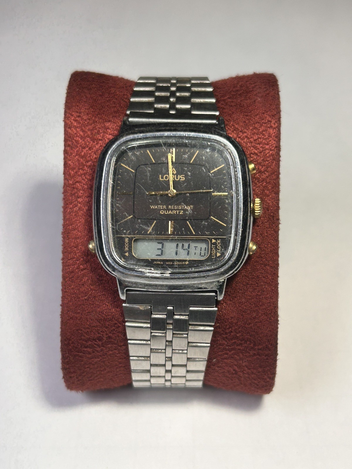Vintage Lorus Quartz Ana-Digital Display Black Dial Men’s Watch For Parts/Repair