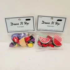Vtg Jesse James Dress it up Buttons Watermelon Fruit Salad Craft Pieces