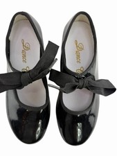 Dance Class Black Patent Tap Shoes - Girls Size 12 Model T100 