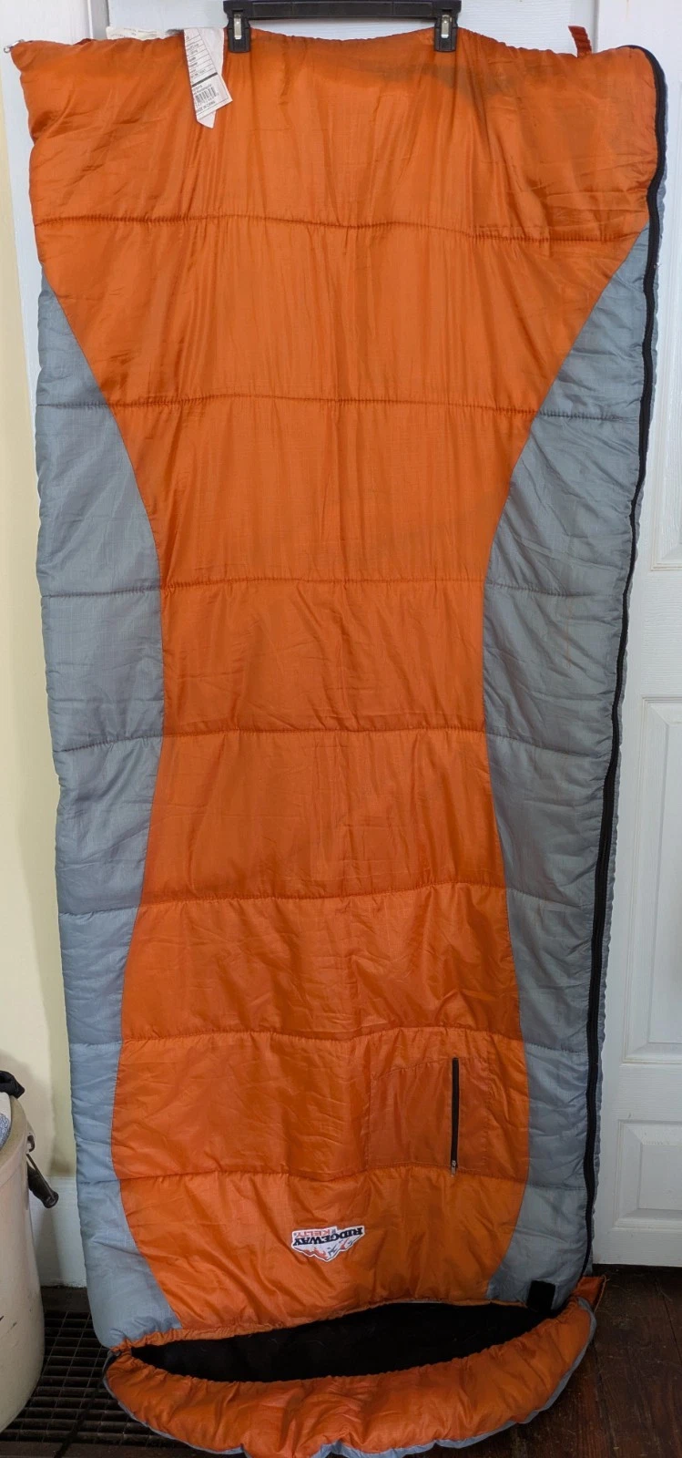 Kelty Hooded Rectangle 30F Sleeping Bag Lightweight Orange Grey