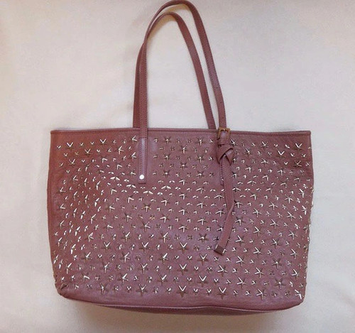 JIMMY CHOO Jimmy Choo SASHA M Studded Tote Bag Pink Shoulder Women's t-002