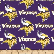 NFL MINNESOTA VIKINGS  100% COTTON FABRIC  BY THE 1/4 YARD    9X58 INCHES