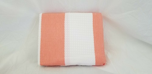 Hote Collection New England Coral & White Fabric Shower Curtain 70" x 72" NIP - Picture 7 of 11