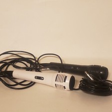 Karaoke Microphones 2 10' Cord Plug in On/Off Switch White/Black Untested