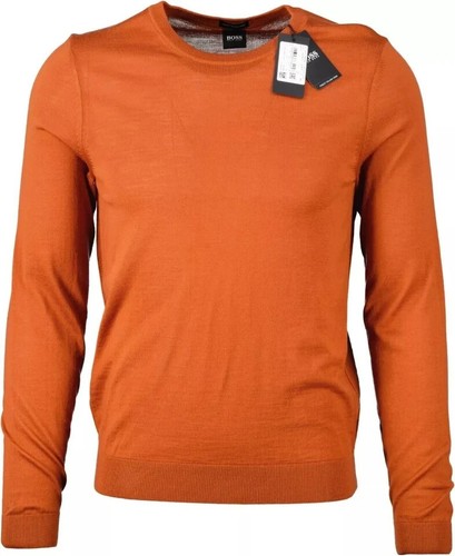 NWT Hugo Boss "Leno-P" 100% Wool Orange Crewneck Pullover Sweater US sz.L IT 52 - Picture 13 of 14