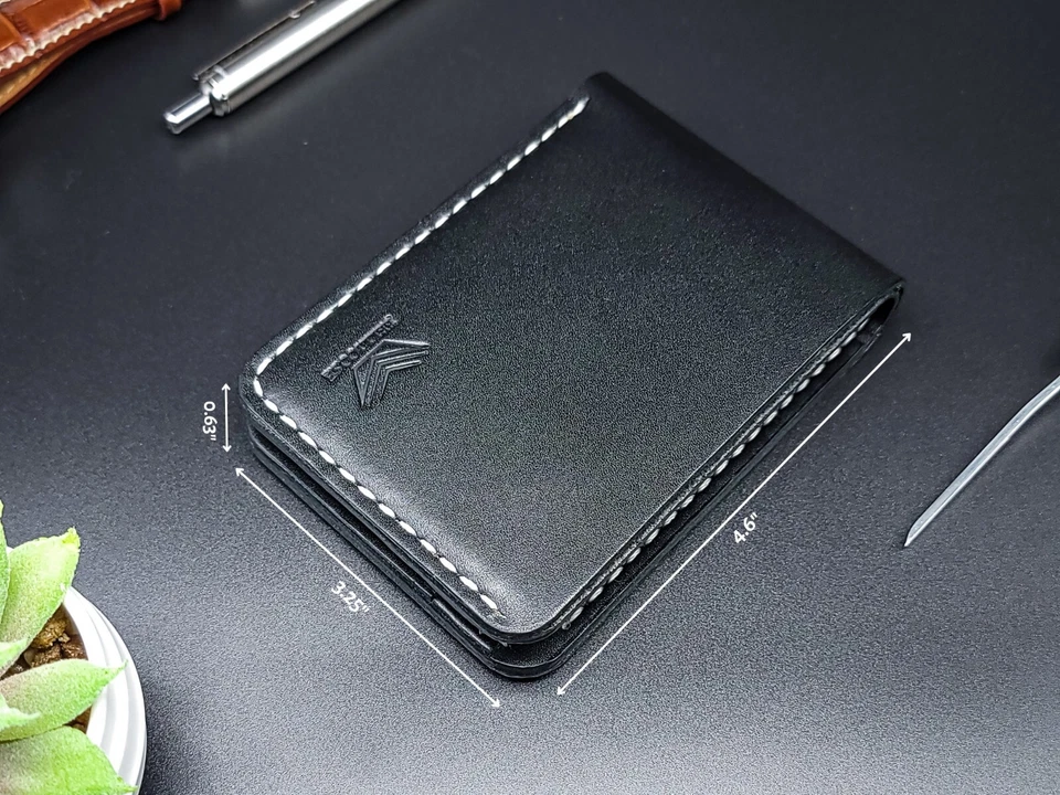 Classic Black Leather Wallet for Men Handcrafted Premium Quality Leather Gift - Image 4 of 4