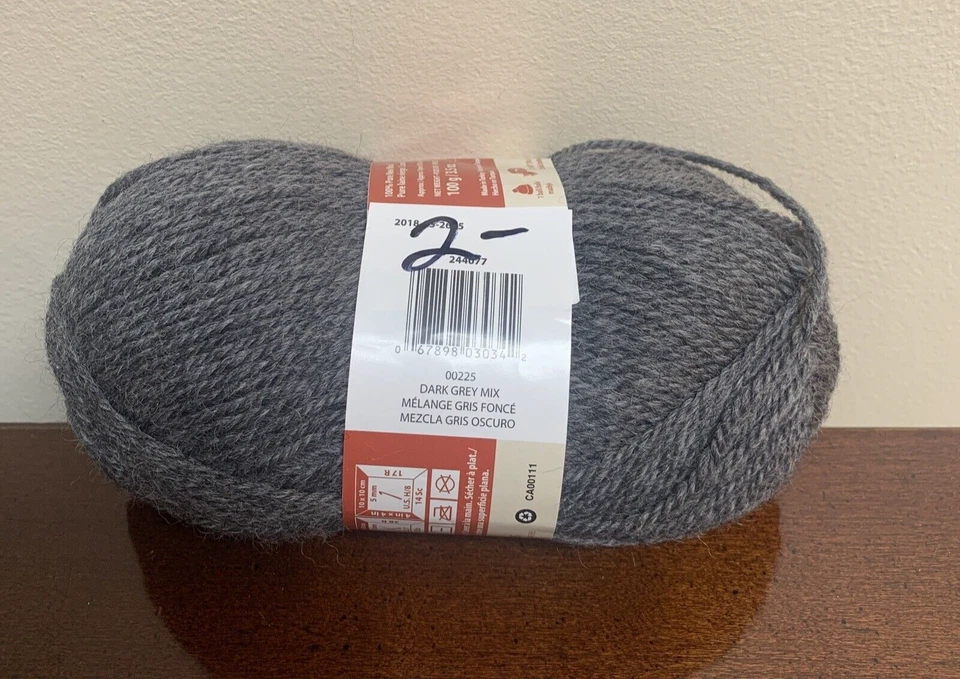 Hilo peinado Patons clásico suave 100 % lana nueva 223 yardas color gris oscuro mezcla Foto 3 de 3