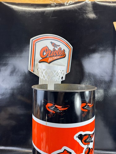 Vtg Baltimore Orioles 1991 trash can 19" Backboard Net & Goalpost P&K Waste - Picture 14 of 21
