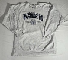Vintage 90  s Champion Reverse Weave Sweatshirt University Of Washington Rips XXL