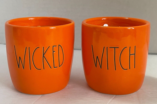 Rae Dunn Wicked & Witch Halloween orange Kerzen Set gerösteter Kürbis - Neu in Verpackung