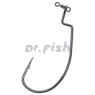 Dr.Fish 30pcs Drop Shot Swivel Hook Weedless Worm Hook Bass Fishing Hook 1#-5/0#