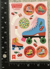 Pipsticks Scratch N Sniff Stickers Cherry Roller Skate Skating Pipstickers