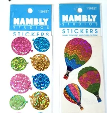 HAMBLY STUDIOS PRISMATIC SEALED 3 HOT AIR BALLOON STICKER SHEET HUMMINGBIRD