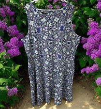 NWOT Talbots Dress 3X Shift Sleeveless Pullover 100% cotton blue purple green