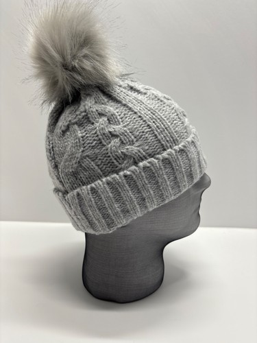West Loop Womens 3 colors Cable Knit Faux Fur Tassel Beanie Pom Hat NWT 1 Size - Picture 10 of 10