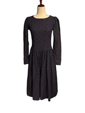 Vintage LAURA ASHLEY Dress M 10 Blue Floral Grt Britain Cottage Core Minimalist