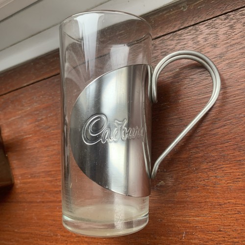 1990's Cadbury Chrome Handle Glass Coffee/Tea Hot Chocolate Mug & Square Mug - Picture 3 of 8