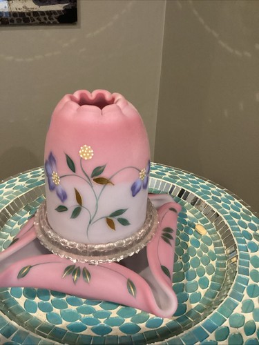 Fenton 3 Piece Blue Burmese Fairy Lamp Limited Edition Signed And Numbered - Picture 6 of 12
