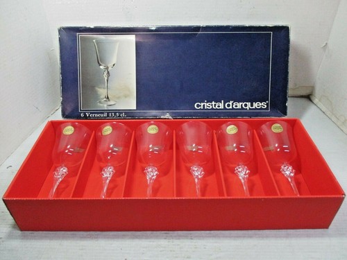 CRISTAL D'ARQUES Bleikristall 6 Weingläser VERNEUIL Muster in Box - Bild 1 von 11