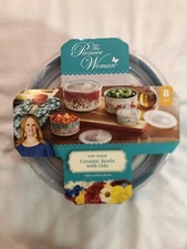 The Pioneer Woman Merry Meadow 8-Piece Round Ceramic Ceramic Bowls with Lids New