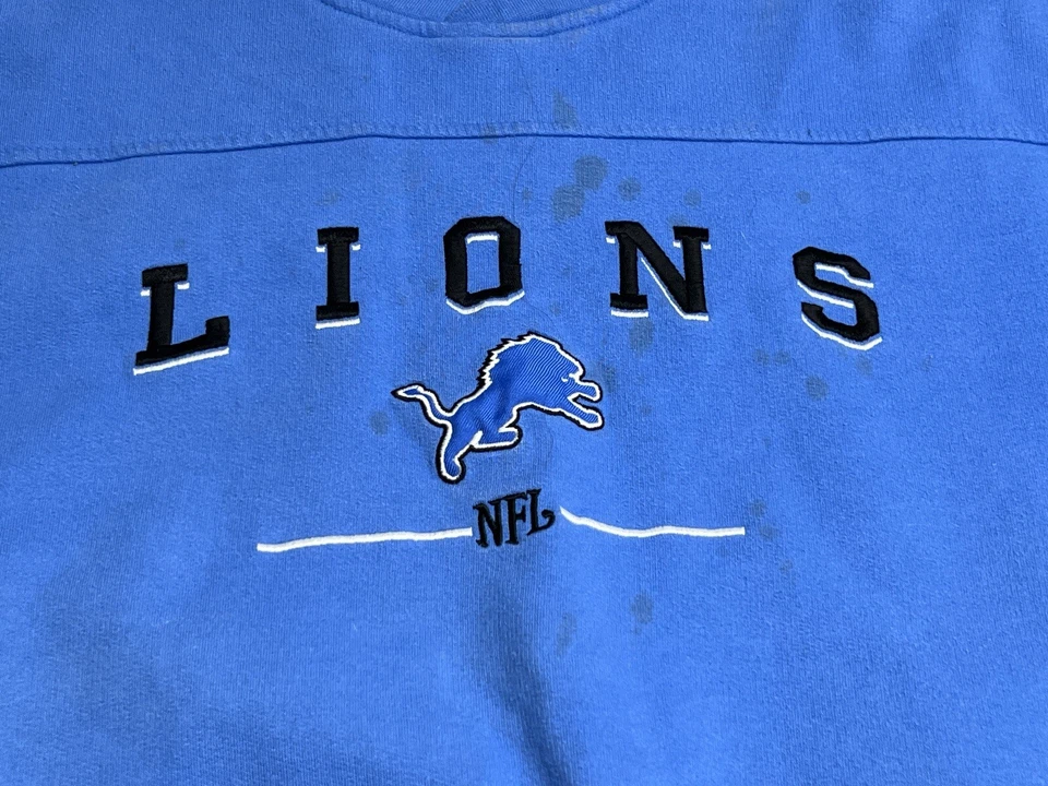 Moletom vintage Detroit Lions gola redonda bordado logotipo soletrado NFL tamanho GG - Imagem 3 de 4