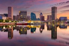 Baltimore Inner Harbor Reflecting Skyline Sunset Photo Poster 24x36