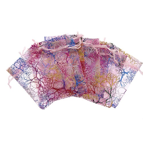 50Pcs/100Pcs Drawstring Coralline Organza Gift Bags Jewelry Candy Wedding Pouch - Picture 3 of 8
