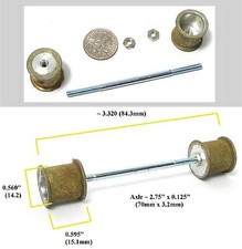 COX 1/24 Slot Car 1/8"x2 3/4" Axle Double Flange ALUMINUM WHEELS 5/40 Thread