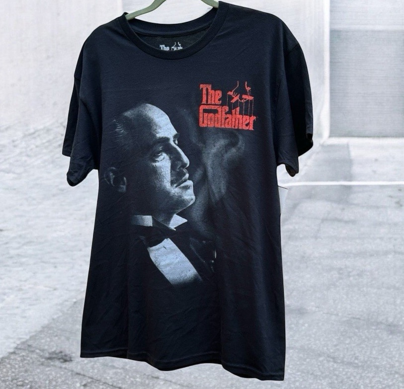 The Godfather Graphic Print Black Short Sleeve T-Shirt Marlon Brando -Size Large