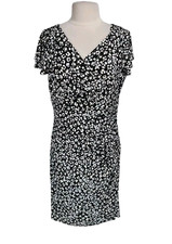 RALPH LAUREN Women Faux Wrap Knee Length Dress Size 16 Black White Jersey 105A