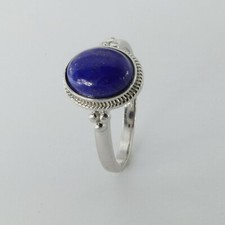 Size 7 1/2 - Size 7.5 - Oval BLUE LAPIS LAZULI Ring - 925 STERLING SILVER 27