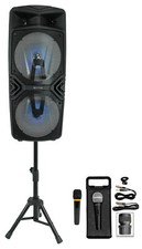 Technical Pro Dual 8" Rechargeable Karaoke Machine System Stand 2 Microphones
