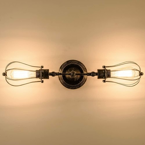 Vintage Wall Light Retro Industrial Cage Wall Lights Indoor Fitting Sconce Lamps - Picture 3 of 26