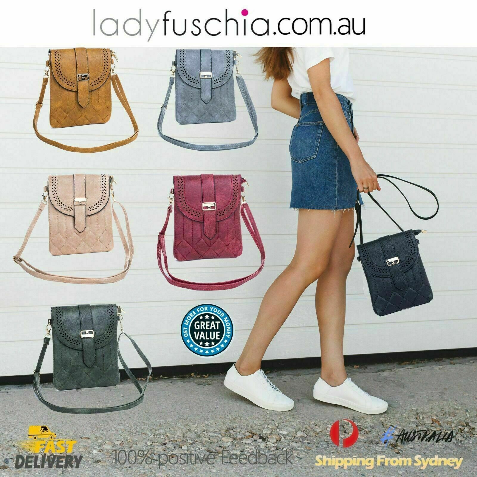 Women Faux Leather Crossbody Bag Messenger Shoulder Mobile Phone Travel Handbag