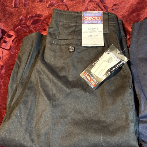 NEW Cherokee School Uniform Girls Black Zipper/button Fly Bermuda long shorts - Picture 2 of 7