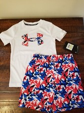 Under Armour UA Boys Swim Shirt and Swim Trunks Size 4 New