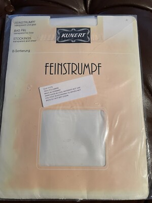 1 Pair Vintage Kunert white flat knit garter stockings 8 1/2-9