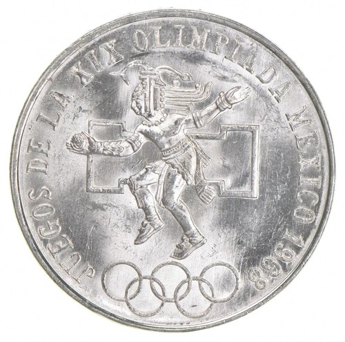 Gem BU 1968 Mexico 25 Pesos Olympic Games Eagle & Snake .720 Silver~ - Picture 2 of 3
