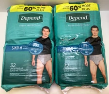 Depend Fresh Protection Adult Incontinence Underwear, S/M, 64ct, Free Shipping!!