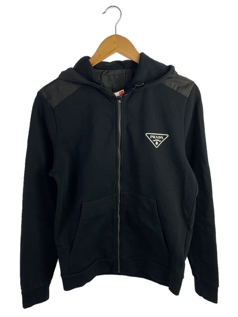 PRADA Zip Hoodie Rubber Triangle Logo S Cotton Black UJL19A PRADA Zip Hoodie Rubber Triangle Logo S Cotton Black UJL19A