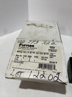 #ad furmas pressure switch with disconnect lever female Series B NOS $24.00