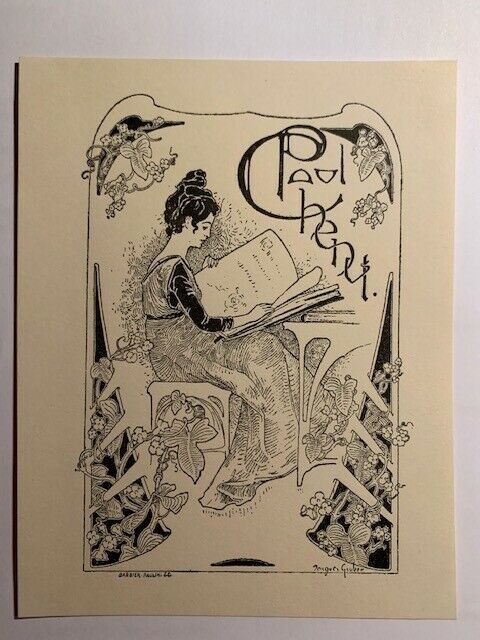 Ex-libris CHENU Paul, artiste GRUBER Jacques (Nancy), 120 x 84 mm, noir
