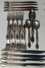 International Rogers Bros Victorian Rose Silver plated Flatware Lot 19 Pc