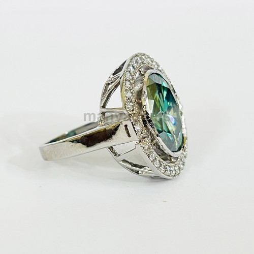 5 Ct Oval Cut Blue Diamond Wedding Ring In 925 Sterling Silver With Certified - Picture 4 of 6