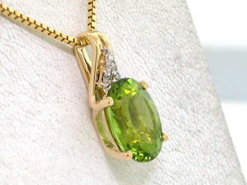 Peridot Anhänger 585 Gelbgold 14Kt Gold feiner facettierter Peridot 5 Brillanten - Bild 3 von 5